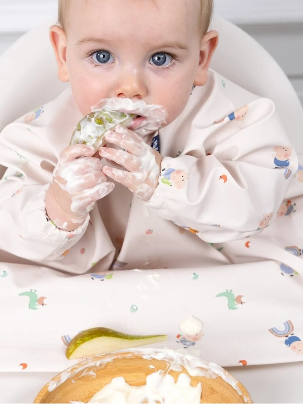 BiBADO Long Sleeve Coverall Weaning Bib George Peppa Pig 6-36 Months Waterproof